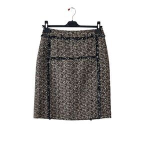 Tory Burch Tweed Mini Pencil Skirt Size 6 in Brown / Tan Wool Blend
